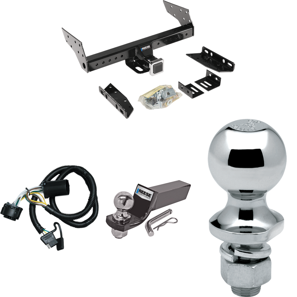 Fits 2000-2006 GMC Yukon XL 2500 Trailer Hitch Tow PKG w/ 4-Flat Wiring + Starter Kit Ball Mount w/ 2" Drop & 2" Ball + 1-7/8" Ball By Reese Towpower