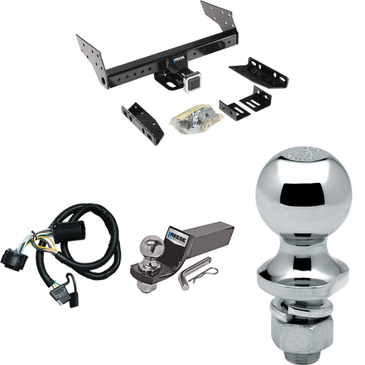 Fits 2000-2006 GMC Yukon XL 2500 Trailer Hitch Tow PKG w/ 4-Flat Wiring + Starter Kit Ball Mount w/ 2" Drop & 2" Ball + 1-7/8" Ball By Reese Towpower