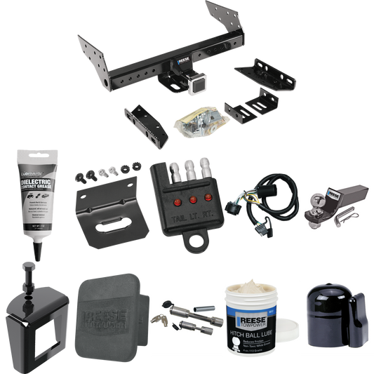 Fits 2000-2006 GMC Yukon XL 2500 Trailer Hitch Tow PKG w/ 4-Flat Wiring + Starter Kit Ball Mount w/ 2" Drop & 2" Ball + 1-7/8" Ball + Wiring Bracket + Dual Hitch & Coupler Locks + Hitch Cover + Wiring Tester + Ball Lube + Electric Grease + Ball Wrenc