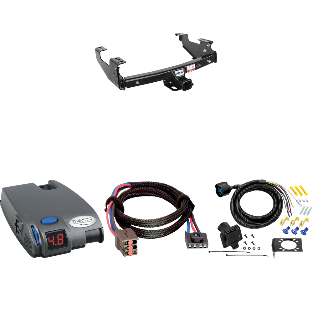 Fits 1994-1996 Ford F-250 Trailer Hitch Tow PKG w/ Tekonsha Primus IQ Brake Control + Plug & Play BC Adapter + 7-Way RV Wiring By Reese Towpower