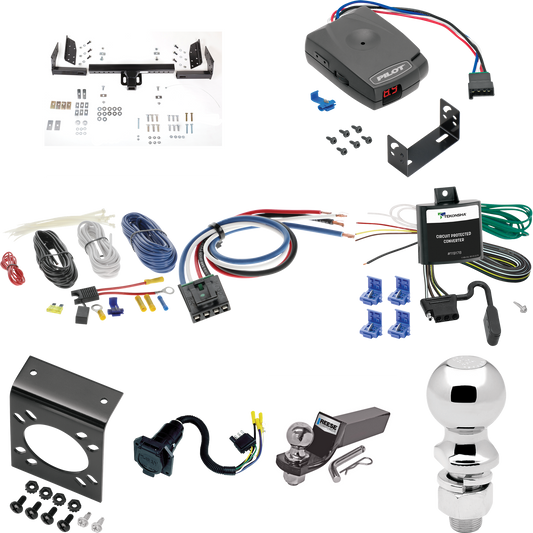 Fits 1990-1993 Mazda B-Series Trailer Hitch Tow PKG w/ Pro Series Pilot Brake Control + Generic BC Wiring Adapter + 7-Way RV Wiring + 2" & 2-5/16" Ball & Drop Mount By Reese Towpower