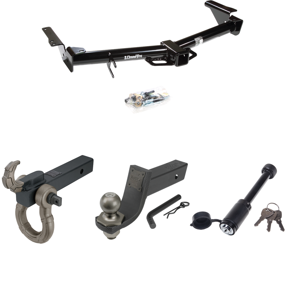 Fits 2003-2009 Lexus GX470 Trailer Hitch Tow PKG + Interlock Tactical Starter Kit w/ 3-1/4" Drop & 2" Ball + Tactical Hook & Shackle Mount + Tactical Dogbone Lock By Draw-Tite