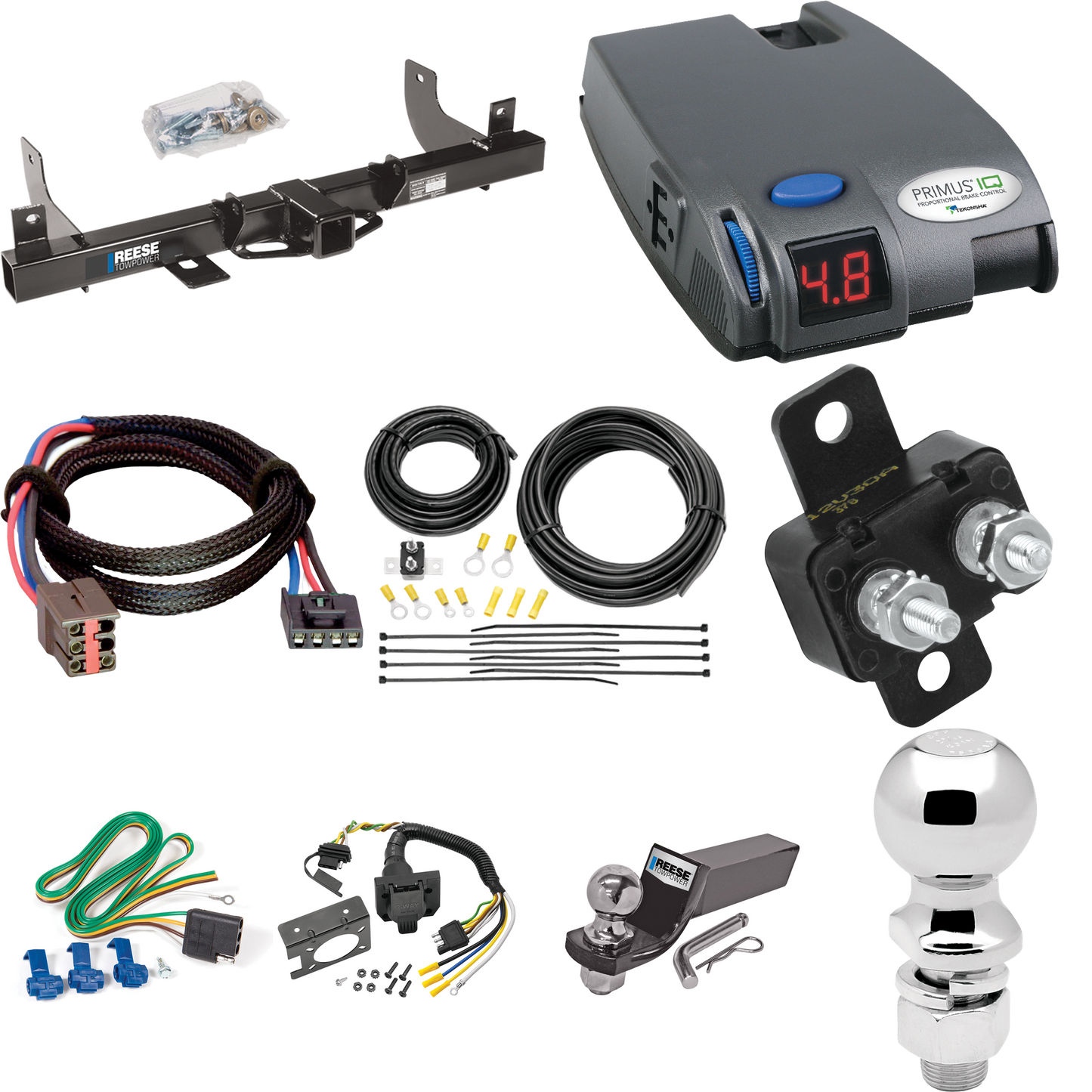 Fits 2006-2008 Lincoln Mark LT Trailer Hitch Tow PKG w/ Tekonsha Primus IQ Brake Control + Plug & Play BC Adapter + 7-Way RV Wiring + 2" & 2-5/16" Ball & Drop Mount (For (Built After 8/2005) Models) By Reese Towpower