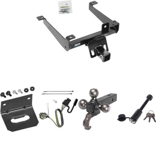 Fits 2015-2021 Land Rover Range Rover Sport Trailer Hitch Tow PKG w/ 4-Flat Wiring + Tactical Triple Ball Ball Mount 1-7/8" & 2" & 2-5/16" Balls & Tow Hook + Tactical Dogbone Lock + Wiring Bracket By Reese Towpower