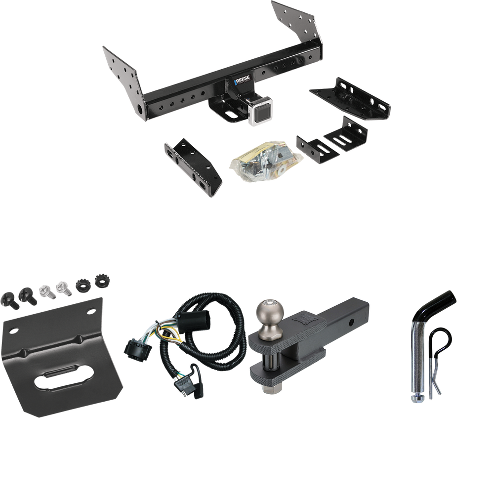 Fits 2000-2006 Chevrolet Suburban 2500 Trailer Hitch Tow PKG w/ 4-Flat Wiring Harness + Clevis Hitch Ball Mount w/ 2" Ball + Pin/Clip + Wiring Bracket (For w/Amber Turn Signals Models) By Reese Towpower