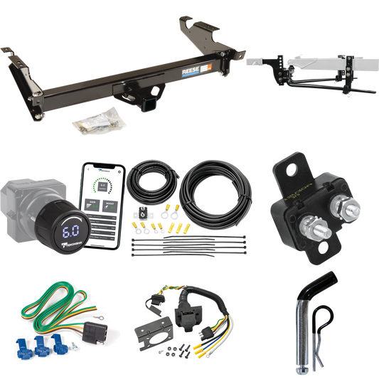 Fits 1978-1995 Chevrolet G30 Trailer Hitch Tow PKG w/ 11.5K Round Bar Weight Distribution Hitch w/ 2-5/16" Ball + Pin/Clip + Tekonsha Prodigy iD Bluetooth Wireless Brake Control + 7-Way RV Wiring By Reese Towpower