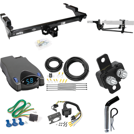 Fits 1979-1995 GMC G3500 Trailer Hitch Tow PKG w/ 11.5K Round Bar Weight Distribution Hitch w/ 2-5/16" Ball + Pin/Clip + Tekonsha Prodigy P2 Brake Control + 7-Way RV Wiring By Draw-Tite