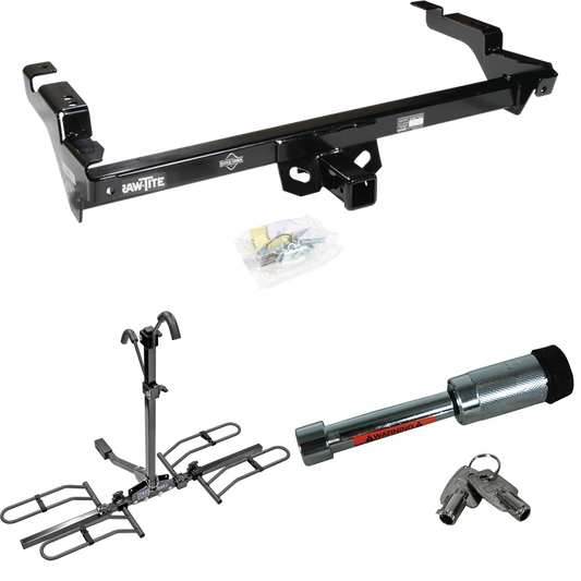 Fits 1978-1995 Chevrolet G30 Trailer Hitch Tow PKG w/ 2 Bike Plaform Style Carrier Rack + Hitch Lock By Draw-Tite