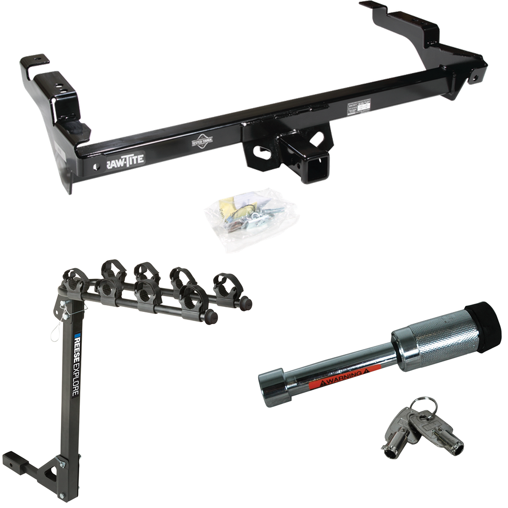 Se adapta al paquete de enganche de remolque Chevrolet G30 1978-1995 con soporte para 4 bicicletas + bloqueo de enganche de Draw-Tite