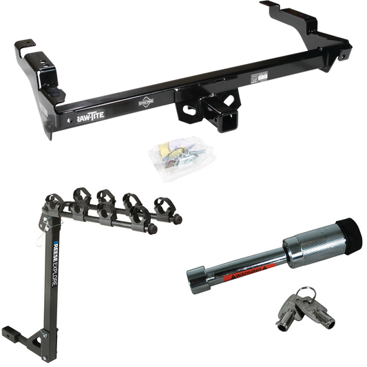 Fits 1978-1995 Chevrolet G30 Trailer Hitch Tow PKG w/ 4 Bike Carrier Rack + Hitch Lock By Draw-Tite