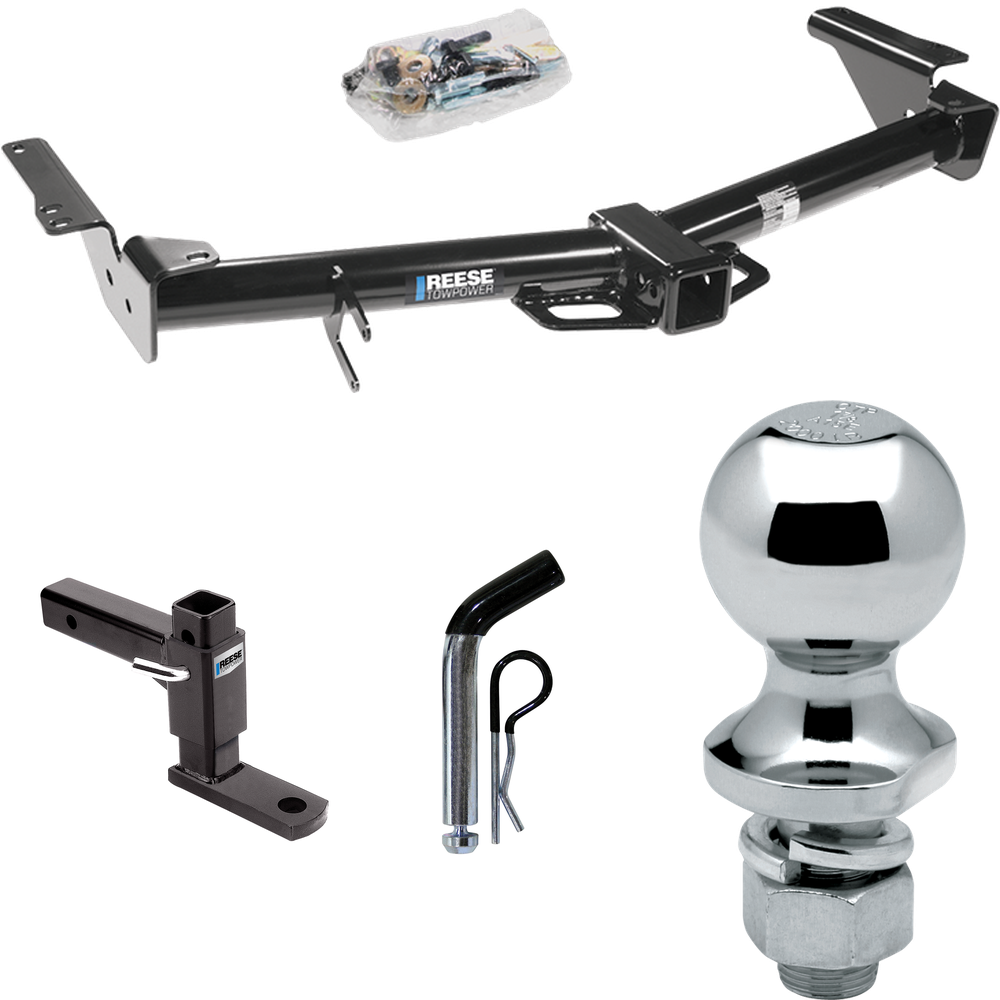 Fits 2003-2009 Toyota 4Runner Trailer Hitch Tow PKG w/ Adjustable Drop Rise Ball Mount + Pin/Clip + 1-7/8" Ball By Reese Towpower