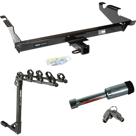 Fits 1979-1995 GMC G2500 Trailer Hitch Tow PKG w/ 4 Bike Carrier Rack + Hitch Lock By Reese Towpower