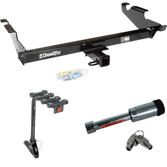 Fits 1996-1996 Chevrolet G30 Trailer Hitch Tow PKG w/ 4 Bike Carrier Rack + Hitch Lock (For Classic & Sport w/Lo-Mount Taillights Models) By Draw-Tite