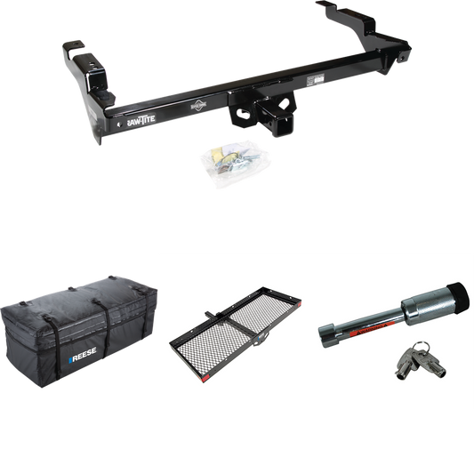 Fits 1996-1996 GMC G3500 Trailer Hitch Tow PKG w/ 48" x 20" Cargo Carrier + Cargo Bag + Hitch Lock (For Vandura & Rally w/Lo-Mount Taillights Models) By Draw-Tite