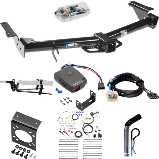 Fits 2003-2009 Lexus GX470 Trailer Hitch Tow PKG w/ 8K Round Bar Weight Distribution Hitch w/ 2-5/16" Ball + Pin/Clip + Pro Series Pilot Brake Control + Plug & Play BC Adapter + 7-Way RV Wiring By Reese Towpower