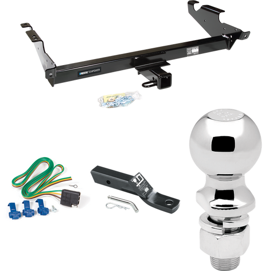 Fits 1978-1995 Chevrolet G20 Trailer Hitch Tow PKG w/ 4-Flat Wiring + Ball Mount w/ 2" Drop + 2-5/16" Ball By Reese Towpower