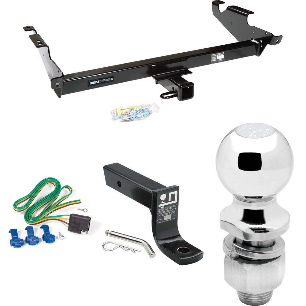 Fits 1979-1995 GMC G1500 Trailer Hitch Tow PKG w/ 4-Flat Wiring + Ball Mount w/ 4" Drop + 2" Ball By Reese Towpower