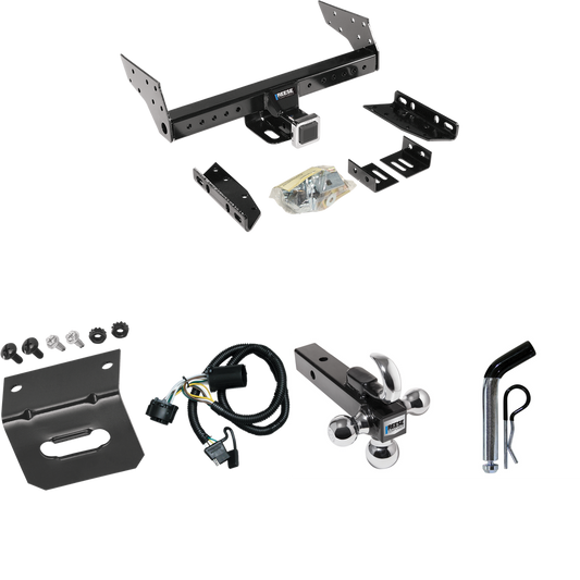 Fits 2000-2006 GMC Yukon XL 1500 Trailer Hitch Tow PKG w/ 4-Flat Wiring Harness + Triple Ball Ball Mount 1-7/8" & 2" & 2-5/16" Trailer Balls w/ Tow Hook + Pin/Clip + Wiring Bracket By Reese Towpower