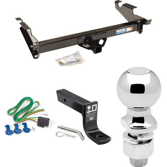 Fits 1978-1995 Chevrolet G20 Trailer Hitch Tow PKG w/ 4-Flat Wiring + Ball Mount w/ 4" Drop + 2-5/16" Ball By Reese Towpower