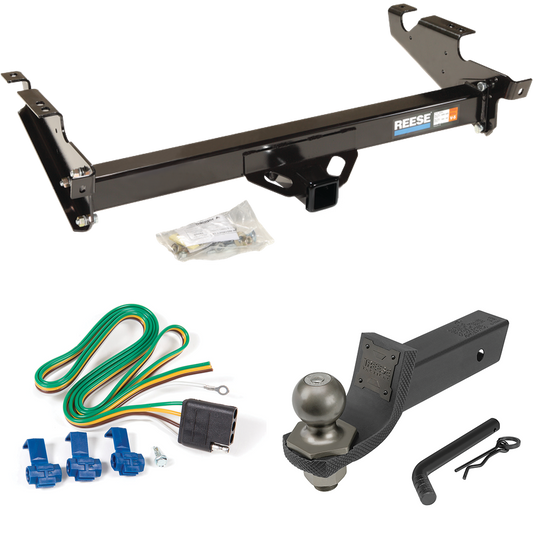 Fits 1978-1995 Chevrolet G10 Trailer Hitch Tow PKG w/ 4-Flat Wiring + Interlock Tactical Starter Kit w/ 2" Drop & 2" Ball By Reese Towpower