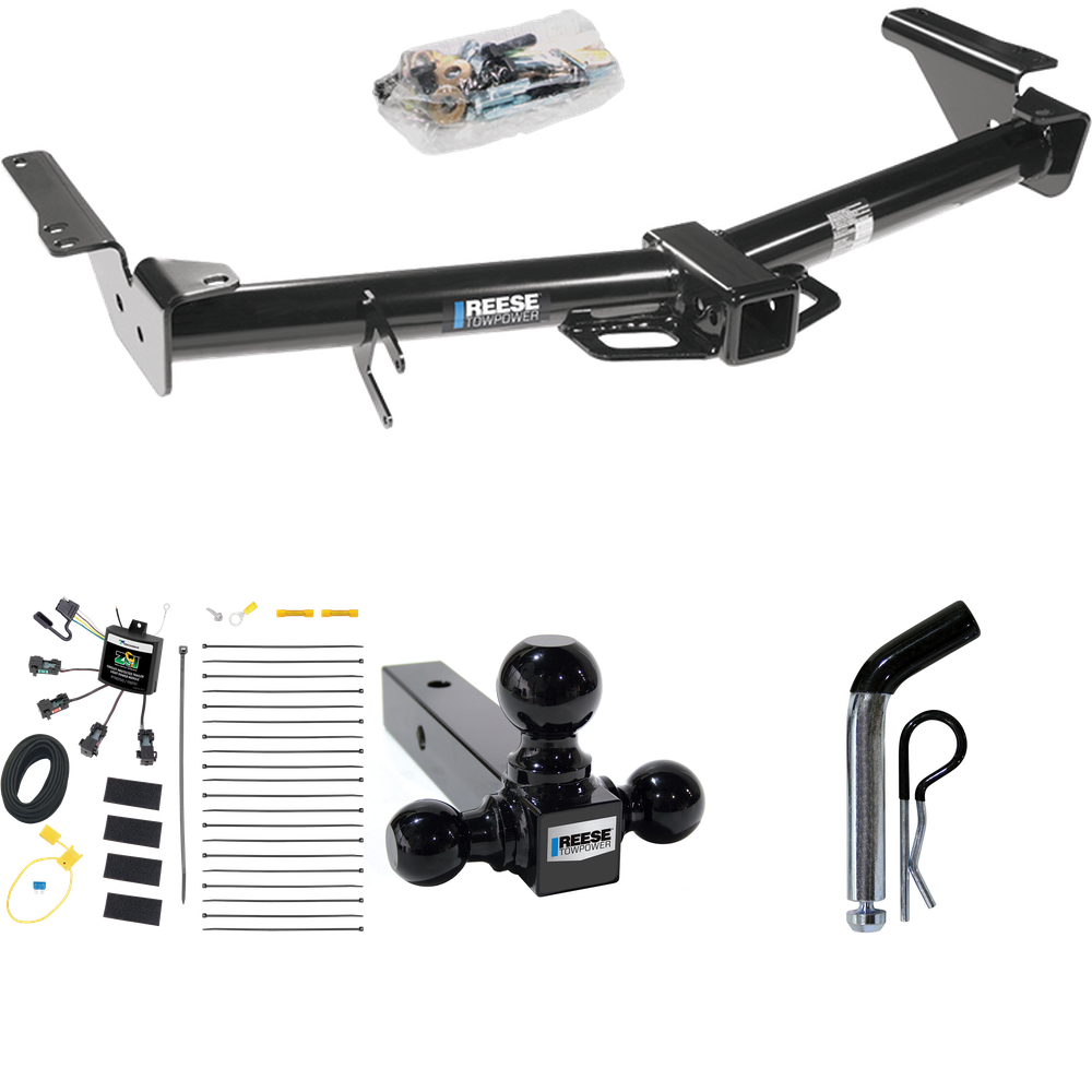 Fits 2003-2009 Lexus GX470 Trailer Hitch Tow PKG w/ 4-Flat Zero Contact "No Splice" Wiring + Triple Ball Ball Mount 1-7/8" & 2" & 2-5/16" Trailer Balls + Pin/Clip By Reese Towpower