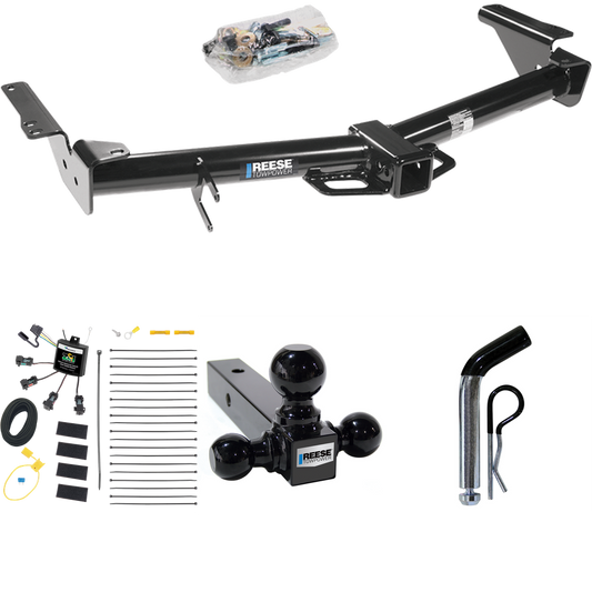 Fits 2003-2009 Lexus GX470 Trailer Hitch Tow PKG w/ 4-Flat Zero Contact "No Splice" Wiring + Triple Ball Ball Mount 1-7/8" & 2" & 2-5/16" Trailer Balls + Pin/Clip By Reese Towpower