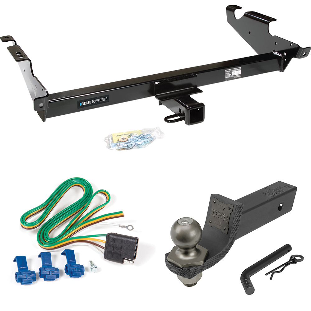 Fits 1996-1996 Chevrolet G30 Trailer Hitch Tow PKG w/ 4-Flat Wiring + Interlock Tactical Starter Kit w/ 2" Drop & 2" Ball (For Classic & Sport w/Lo-Mount Taillights Models) By Reese Towpower