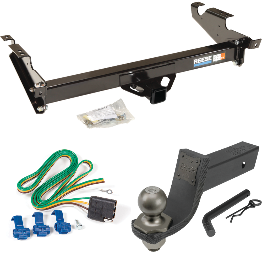 Fits 1978-1995 Chevrolet G30 Trailer Hitch Tow PKG w/ 4-Flat Wiring + Interlock Tactical Starter Kit w/ 3-1/4" Drop & 2" Ball By Reese Towpower