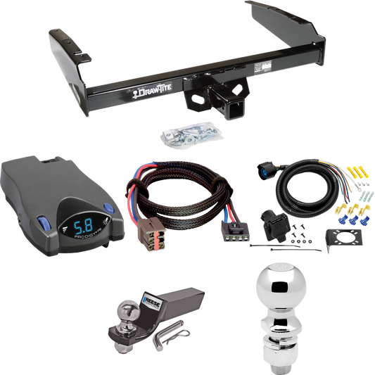 Fits 1994-1996 Ford F-350 Trailer Hitch Tow PKG w/ Tekonsha Prodigy P2 Brake Control + Plug & Play BC Adapter + 7-Way RV Wiring + 2" & 2-5/16" Ball & Drop Mount By Draw-Tite