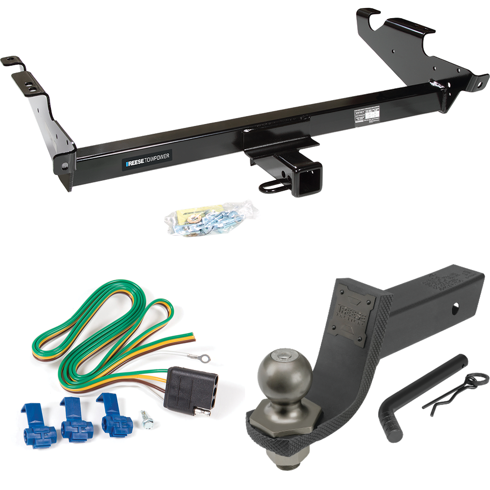 Fits 1979-1995 GMC G2500 Trailer Hitch Tow PKG w/ 4-Flat Wiring + Interlock Tactical Starter Kit w/ 3-1/4" Drop & 2" Ball By Reese Towpower