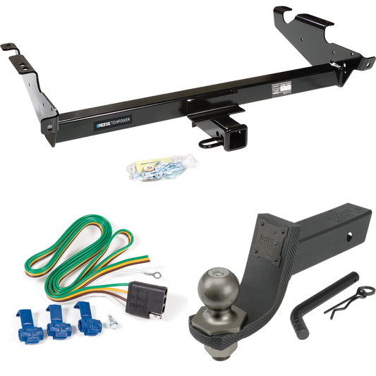 Fits 1979-1995 GMC G2500 Trailer Hitch Tow PKG w/ 4-Flat Wiring + Interlock Tactical Starter Kit w/ 3-1/4" Drop & 2" Ball By Reese Towpower