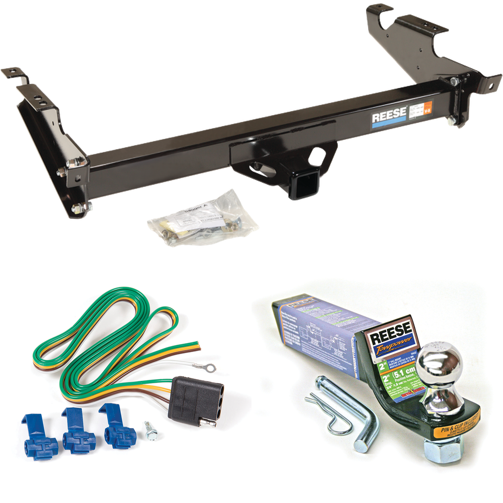 Fits 1996-1996 GMC G3500 Trailer Hitch Tow PKG w/ 4-Flat Wiring + Starter Kit Ball Mount w/ 2" Drop & 1-7/8" Ball (For Vandura & Rally w/Lo-Mount Taillights Models) By Reese Towpower