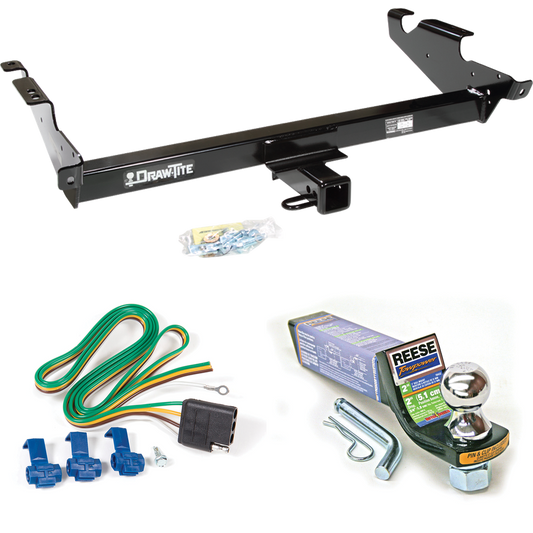 Fits 1979-1995 GMC G2500 Trailer Hitch Tow PKG w/ 4-Flat Wiring + Starter Kit Ball Mount w/ 2" Drop & 1-7/8" Ball By Draw-Tite