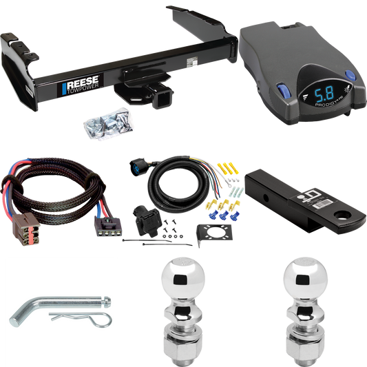 Fits 1994-1996 Ford F-250 Trailer Hitch Tow PKG w/ Tekonsha Prodigy P2 Brake Control + Plug & Play BC Adapter + 7-Way RV Wiring + 2" & 2-5/16" Ball & Drop Mount By Reese Towpower