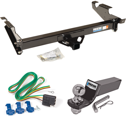 Fits 1996-1996 GMC G3500 Trailer Hitch Tow PKG w/ 4-Flat Wiring + Starter Kit Ball Mount w/ 2" Drop & 2" Ball (For Vandura & Rally w/Lo-Mount Taillights Models) By Reese Towpower