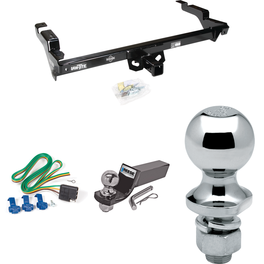 Fits 1978-1995 Chevrolet G10 Trailer Hitch Tow PKG w/ 4-Flat Wiring + Starter Kit Ball Mount w/ 2" Drop & 2" Ball + 1-7/8" Ball By Draw-Tite