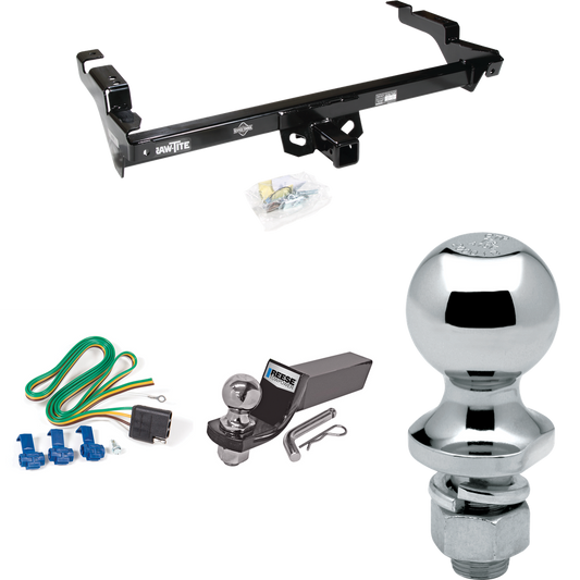 Fits 1978-1995 Chevrolet G10 Trailer Hitch Tow PKG w/ 4-Flat Wiring + Starter Kit Ball Mount w/ 2" Drop & 2" Ball + 1-7/8" Ball By Draw-Tite