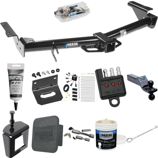 Fits 2007-2009 Toyota 4Runner Trailer Hitch Tow PKG w/ 4-Flat Zero Contact "No Splice" Wiring + Dual Ball Ball Mount 1-7/8" & 2" Trailer Balls + Wiring Bracket + Hitch Cover + Dual Hitch & Coupler Locks + Wiring Tester + Ball Lube + Electric Grease +