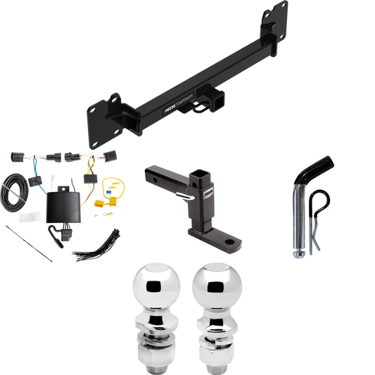 Fits 2018-2022 Land Rover Range Rover Velar Trailer Hitch Tow PKG w/ 4-Flat Wiring + Adjustable Drop Rise Ball Mount + Pin/Clip + 2" Ball + 2-5/16" Ball By Reese Towpower