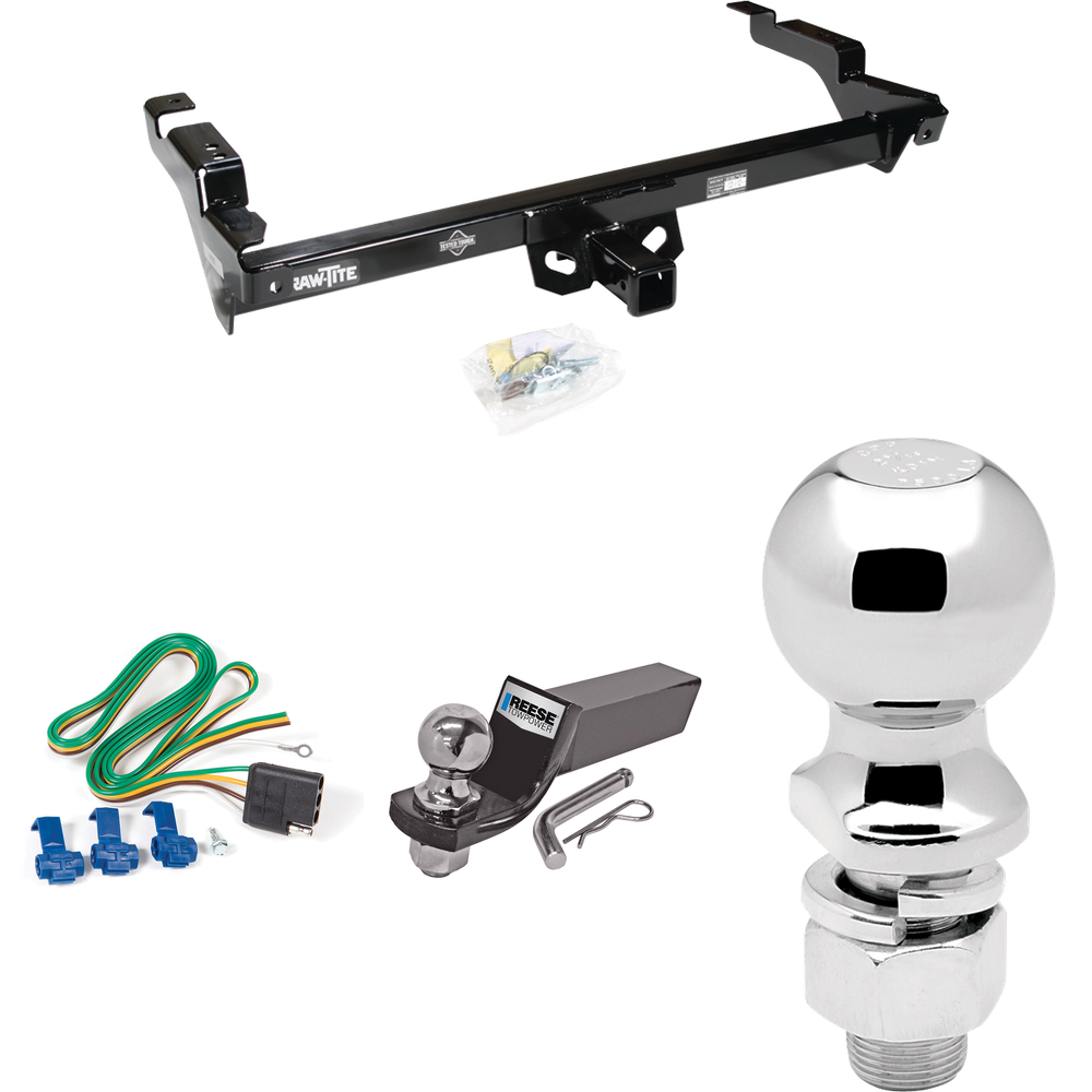 Fits 1978-1995 Chevrolet G30 Trailer Hitch Tow PKG w/ 4-Flat Wiring + Starter Kit Ball Mount w/ 2" Drop & 2" Ball + 2-5/16" Ball By Draw-Tite