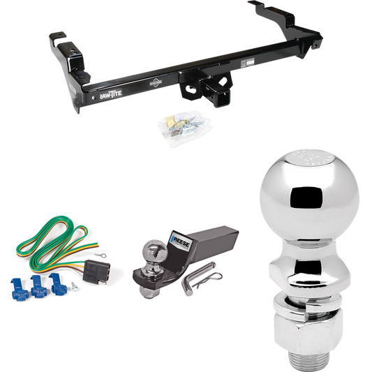 Fits 1978-1995 Chevrolet G30 Trailer Hitch Tow PKG w/ 4-Flat Wiring + Starter Kit Ball Mount w/ 2" Drop & 2" Ball + 2-5/16" Ball By Draw-Tite