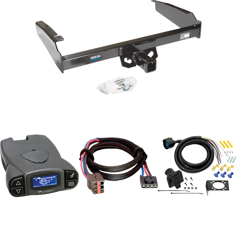 Se adapta al paquete de enganche de remolque Ford F-250 HD 1997-1997 con control de freno Tekonsha Prodigy P3 + adaptador BC Plug &amp; Play + cableado RV de 7 vías de Reese Towpower