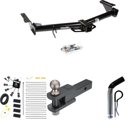 Fits 2007-2009 Toyota 4Runner Trailer Hitch Tow PKG w/ 4-Flat Zero Contact "No Splice" Wiring + Clevis Hitch Ball Mount w/ 2" Ball + Pin/Clip By Draw-Tite