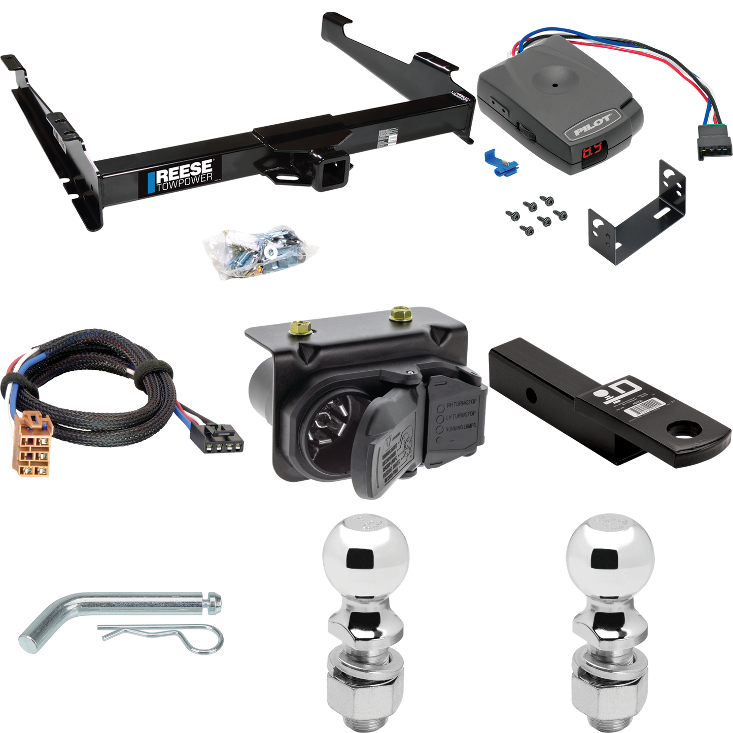 Fits 2001-2002 GMC Yukon XL 1500 Denali Trailer Hitch Tow PKG w/ Pro Series Pilot Brake Control + Plug & Play BC Adapter + 7-Way RV Wiring + 2" & 2-5/16" Ball & Drop Mount By Reese Towpower