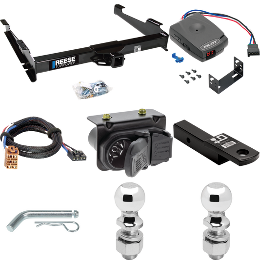 Fits 2001-2002 GMC Yukon XL 1500 Denali Trailer Hitch Tow PKG w/ Pro Series Pilot Brake Control + Plug & Play BC Adapter + 7-Way RV Wiring + 2" & 2-5/16" Ball & Drop Mount By Reese Towpower