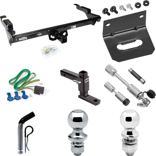 Fits 1978-1995 Chevrolet G10 Trailer Hitch Tow PKG w/ 4-Flat Wiring Harness + Adjustable Drop Rise Ball Mount + Pin/Clip + 2" Ball + 1-7/8" Ball + Dual Hitch & Coupler Locks By Draw-Tite