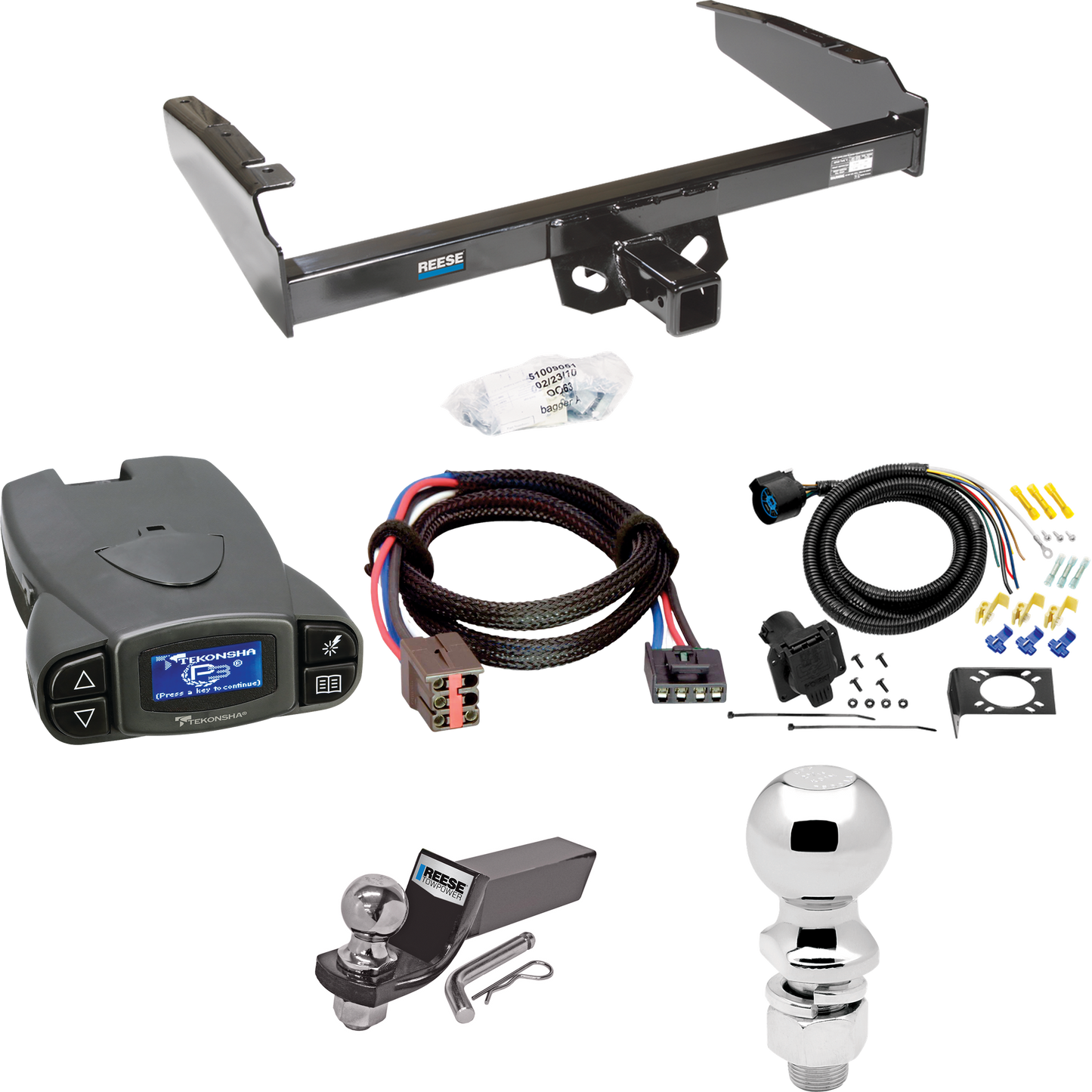 Fits 1997-1997 Ford F-350 Trailer Hitch Tow PKG w/ Tekonsha Prodigy P3 Brake Control + Plug & Play BC Adapter + 7-Way RV Wiring + 2" & 2-5/16" Ball & Drop Mount (For Heavy Duty Models) By Reese Towpower