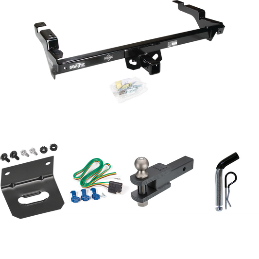 Fits 1996-1996 GMC G3500 Trailer Hitch Tow PKG w/ 4-Flat Wiring Harness + Clevis Hitch Ball Mount w/ 2" Ball + Pin/Clip + Wiring Bracket (For Vandura & Rally w/Lo-Mount Taillights Models) By Draw-Tite