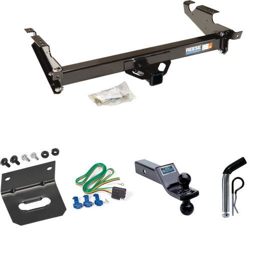 Fits 1979-1995 GMC G3500 Trailer Hitch Tow PKG w/ 4-Flat Wiring Harness + Dual Ball Ball Mount 1-7/8" & 2" Trailer Balls + Pin/Clip + Wiring Bracket By Reese Towpower