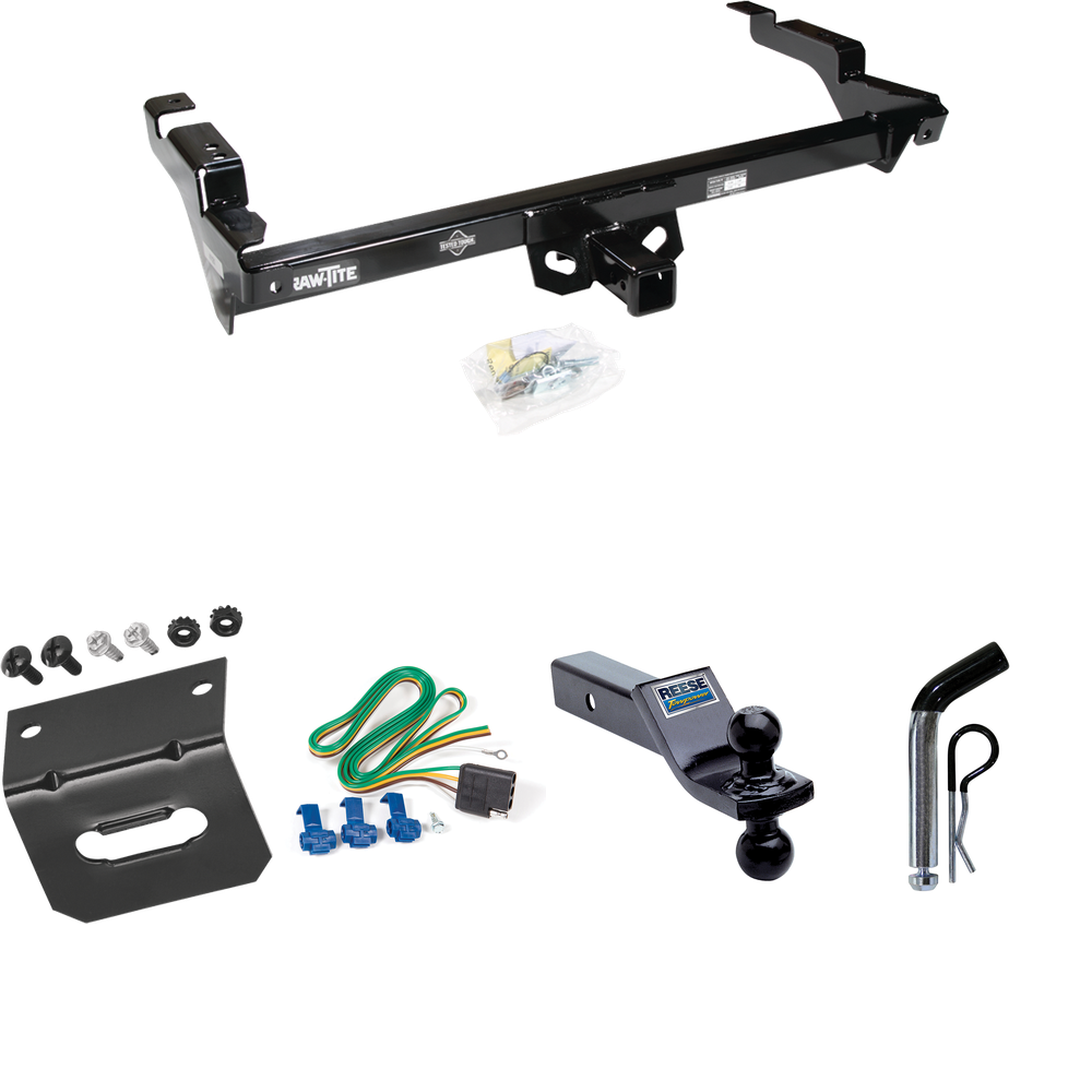 Fits 1979-1995 GMC G3500 Trailer Hitch Tow PKG w/ 4-Flat Wiring Harness + Dual Ball Ball Mount 1-7/8" & 2" Trailer Balls + Pin/Clip + Wiring Bracket By Draw-Tite